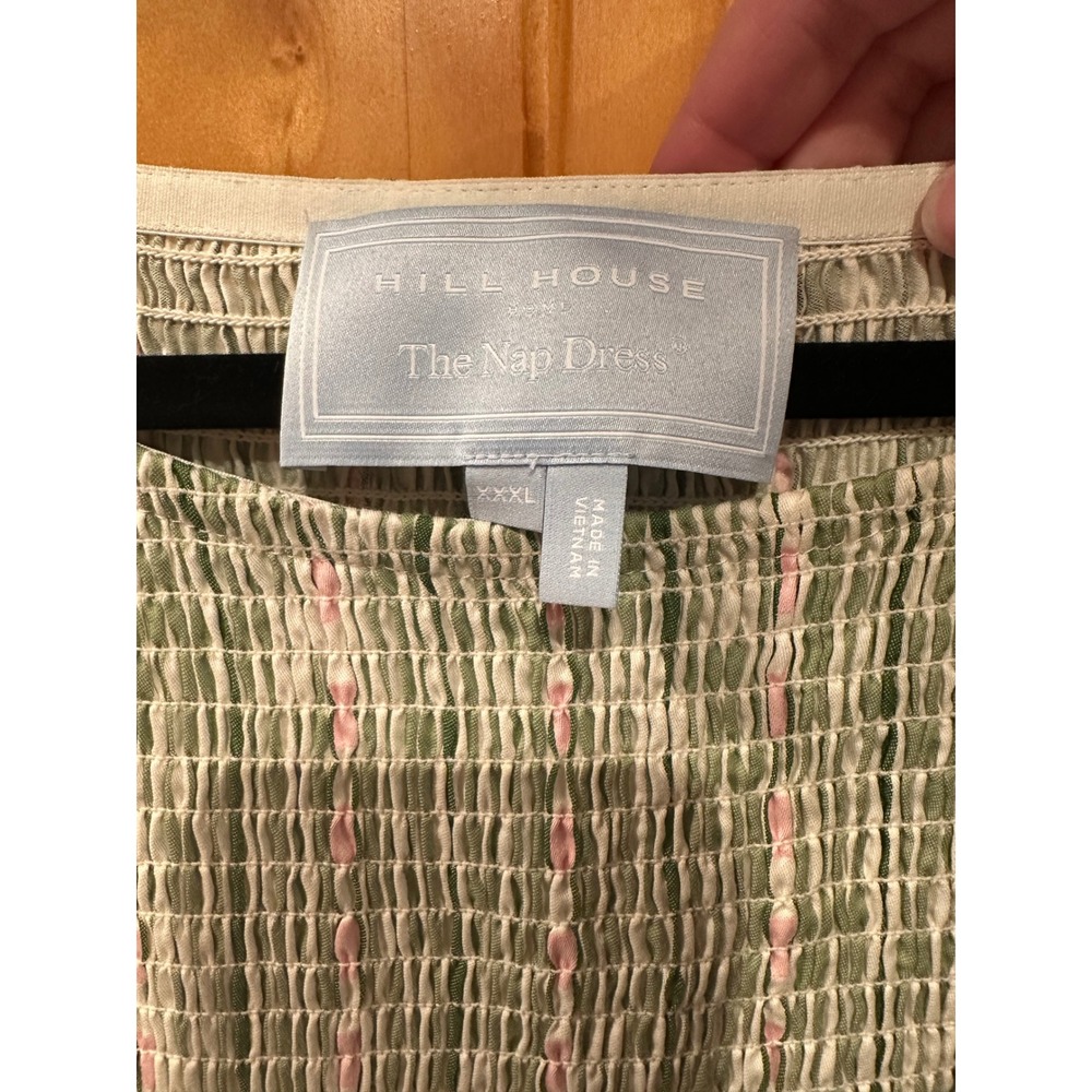 Hill House The Cosima Nap Dress Green White Striped Smocked Midi 3X - Picture 8 of 11
